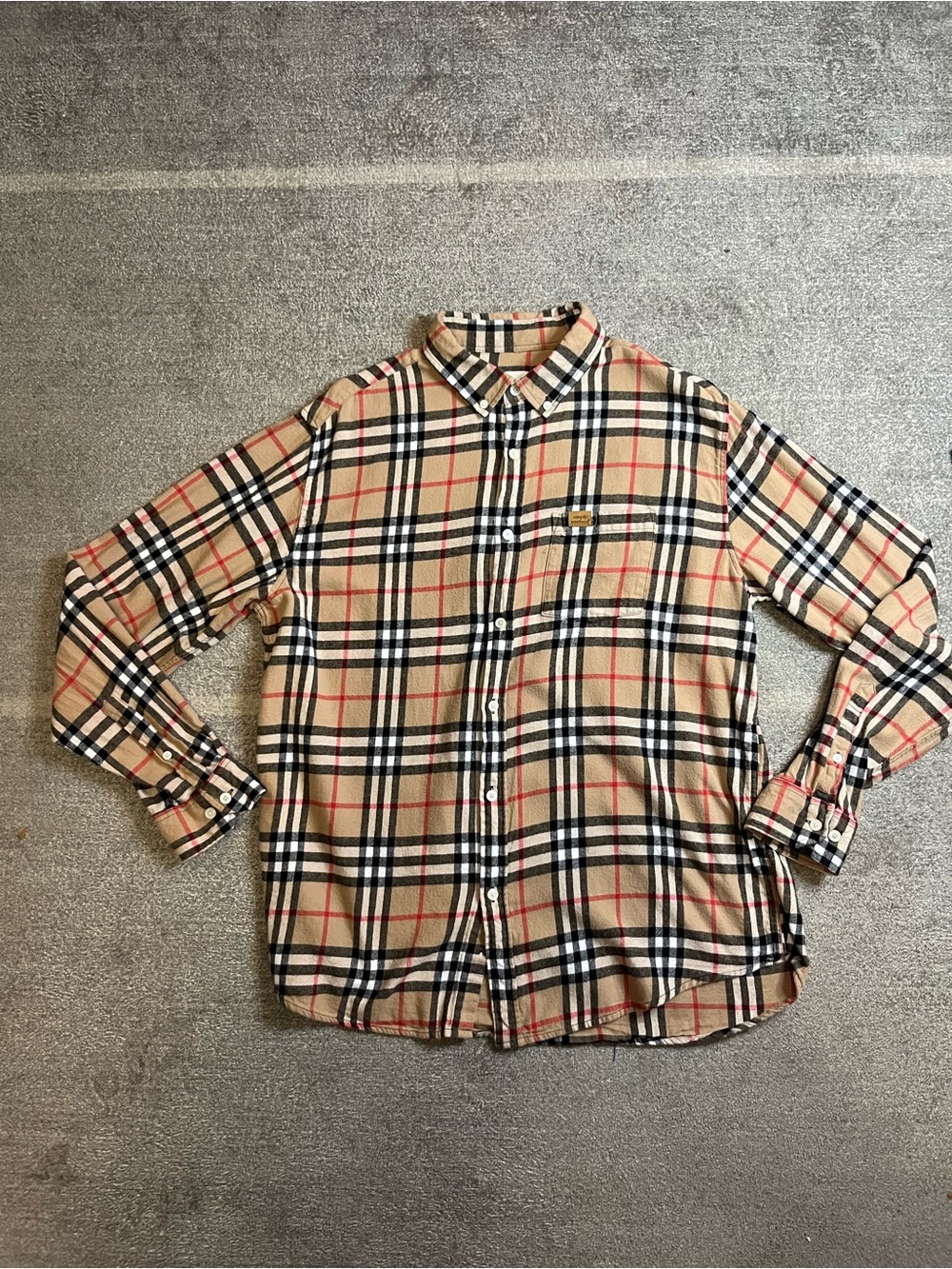 Simply Southern Beige Plaid Button-Down Shirt nova check 100% Cotton preppy XL